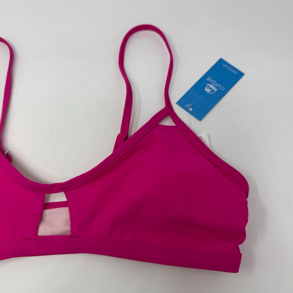 NWT Cupshe Bikini Top Swimsuit Beach Swim Pink Women's Size Medium - Picture 3 of 9